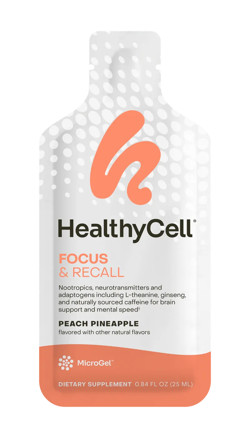 A single white Focus & Recall gel pouch with its salmon-orange band, cut out from the seller's photograph